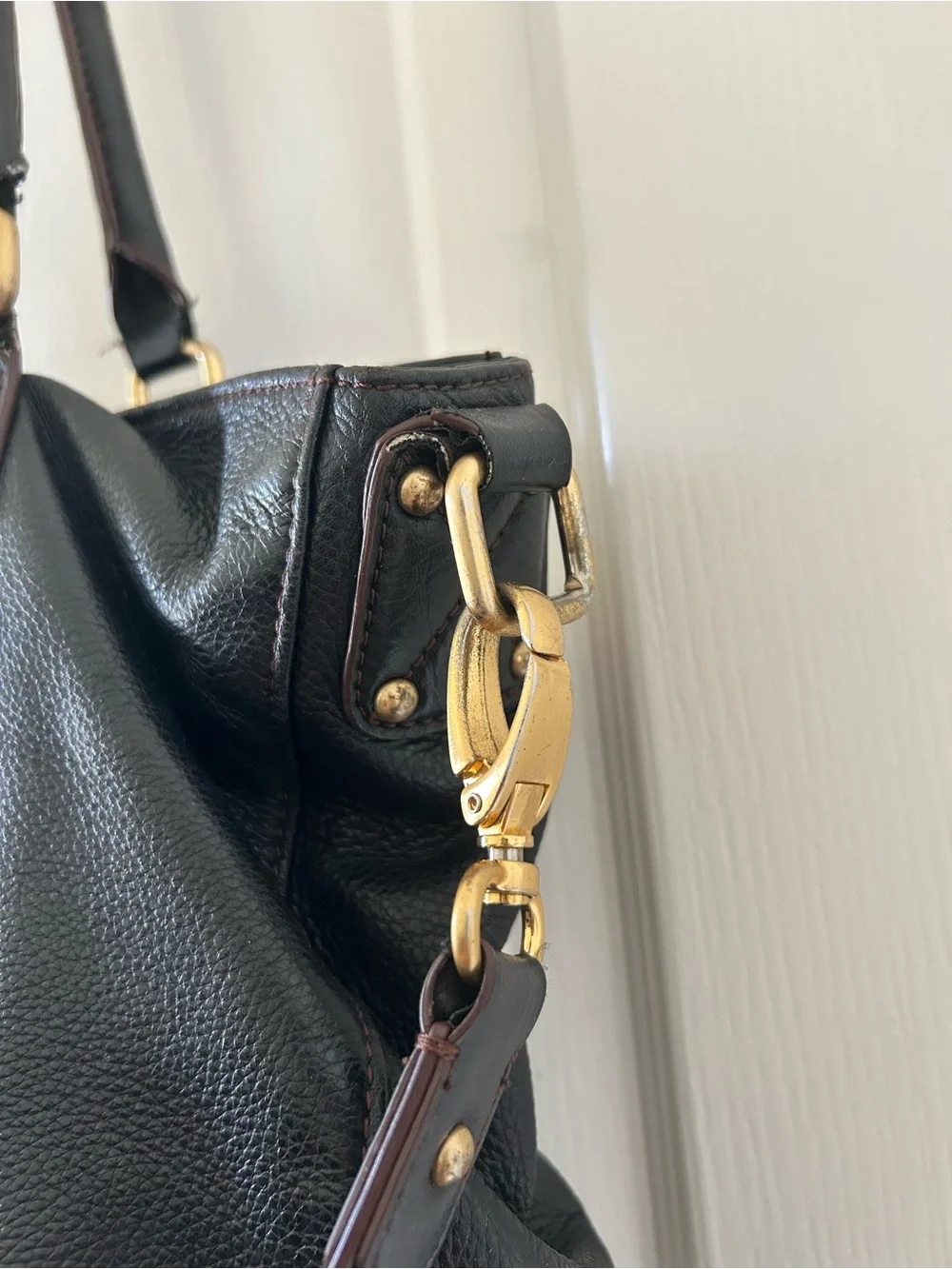 Steve Madden Edgy Utility Black Leather Tote Purse